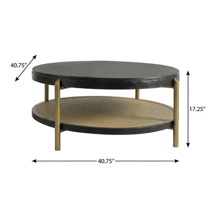 Black 2-Piece Round Coffee and End Table Set with Sturdy Design