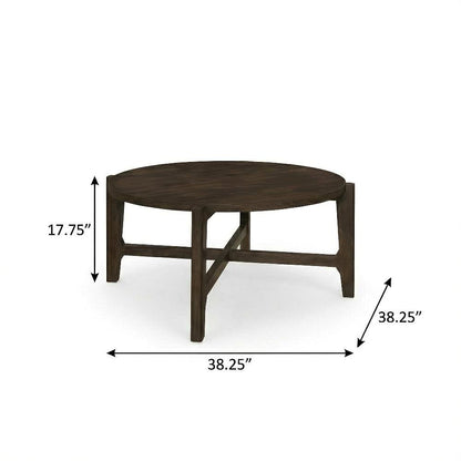 Dark Brown 3-Piece Solid Wood Coffee and End Table Set with Round Shape
