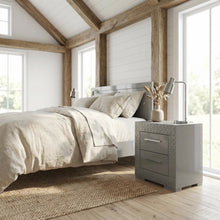 Grey High Gloss Nightstand with Modern Design Bedside Table