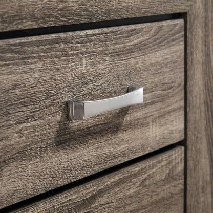 Washed Taupe Bedroom Nightstand with 2 Drawers and Chrome Finish
