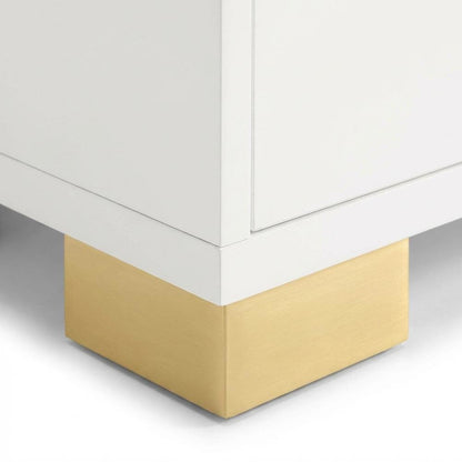 White 2-Drawer Nightstand with Metal Legs and Contemporary Design