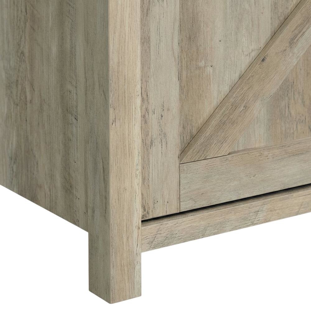Brown Wood 2-Door TV Stand with Farmhouse Design and Distressed Finish