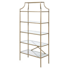 Gold 5-Shelf Glass Bookshelf with Contemporary Style and Tipover Restraint