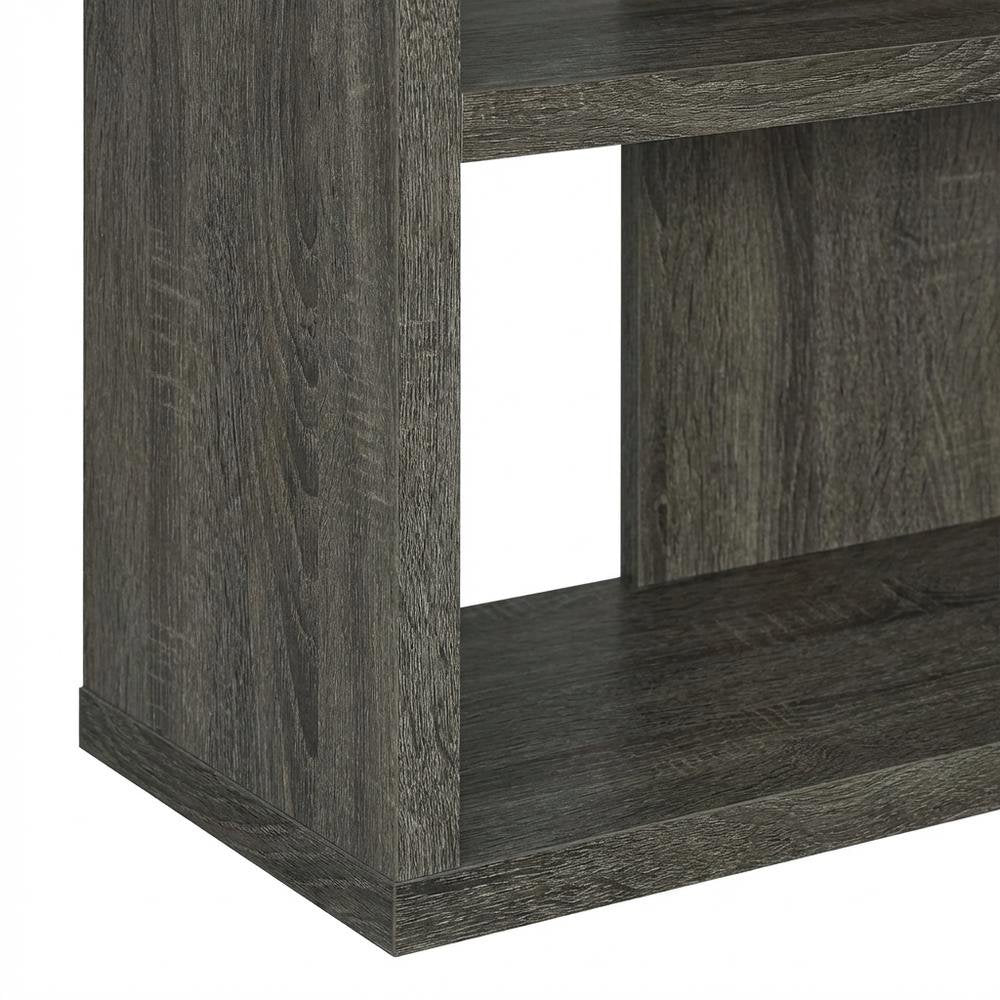 Weathered Grey 5-Shelf Bookshelf with Tipover Restraint and Transitional Style
