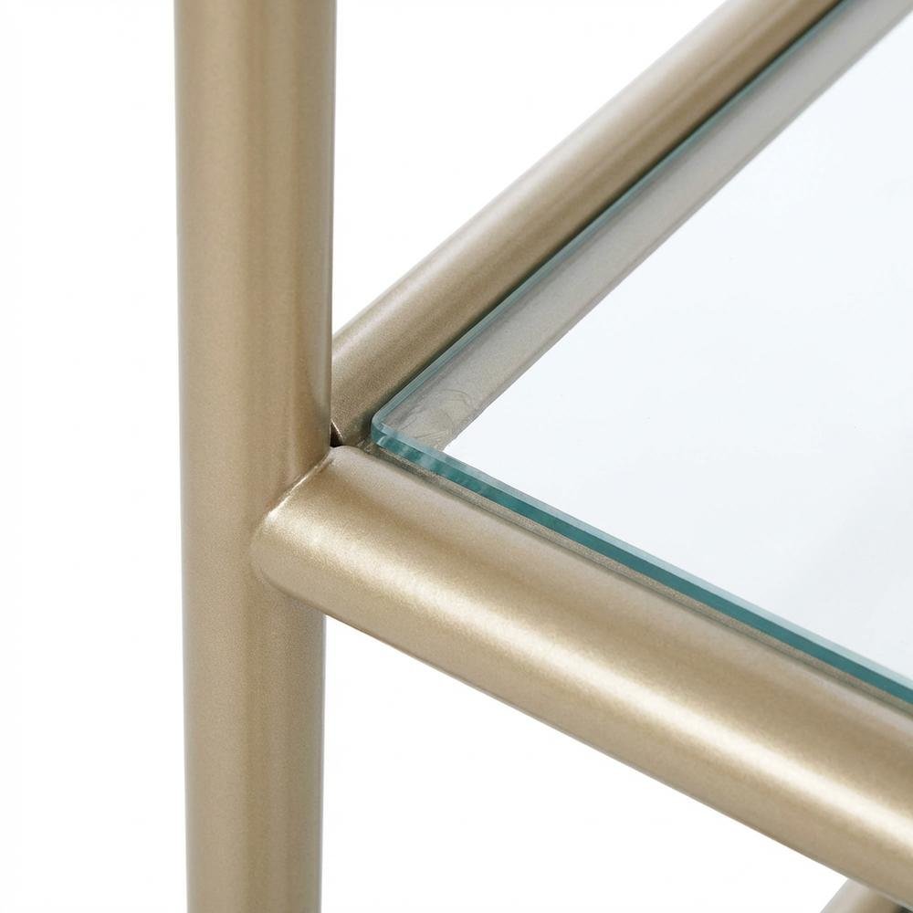 Gold 5-Shelf Glass Bookshelf with Contemporary Style and Tipover Restraint