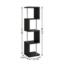 Contemporary Black Bookshelf with 4 Shelves and Tipover Restraint