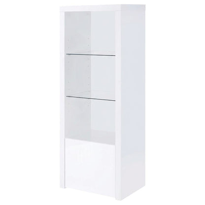 White High Gloss Media Tower With 3 Shelves, Contemporary Style