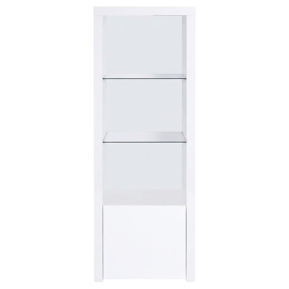 White High Gloss Media Tower With 3 Shelves, Contemporary Style