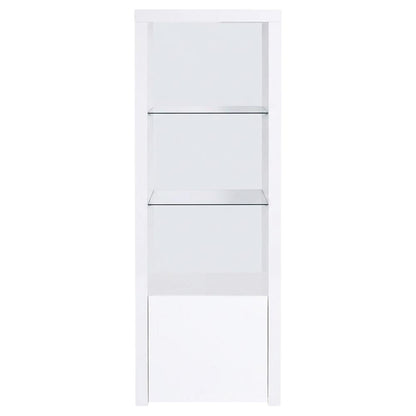 White High Gloss Media Tower With 3 Shelves, Contemporary Style