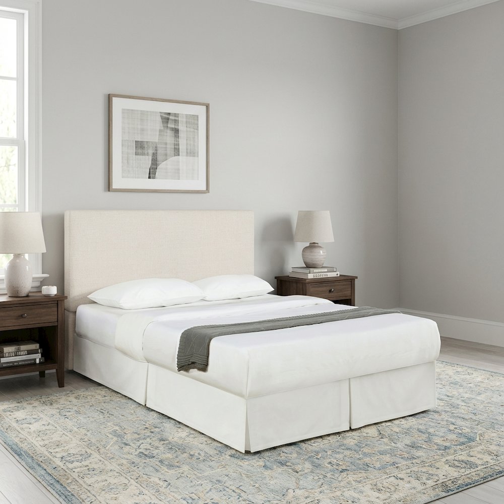 Ivory Upholstered Queen Full Panel Headboard, Polyester Fabric