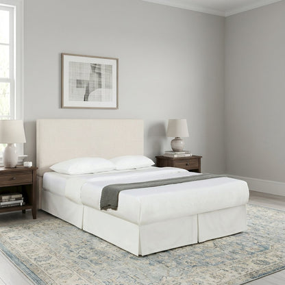 Ivory Upholstered Queen Full Panel Headboard, Polyester Fabric