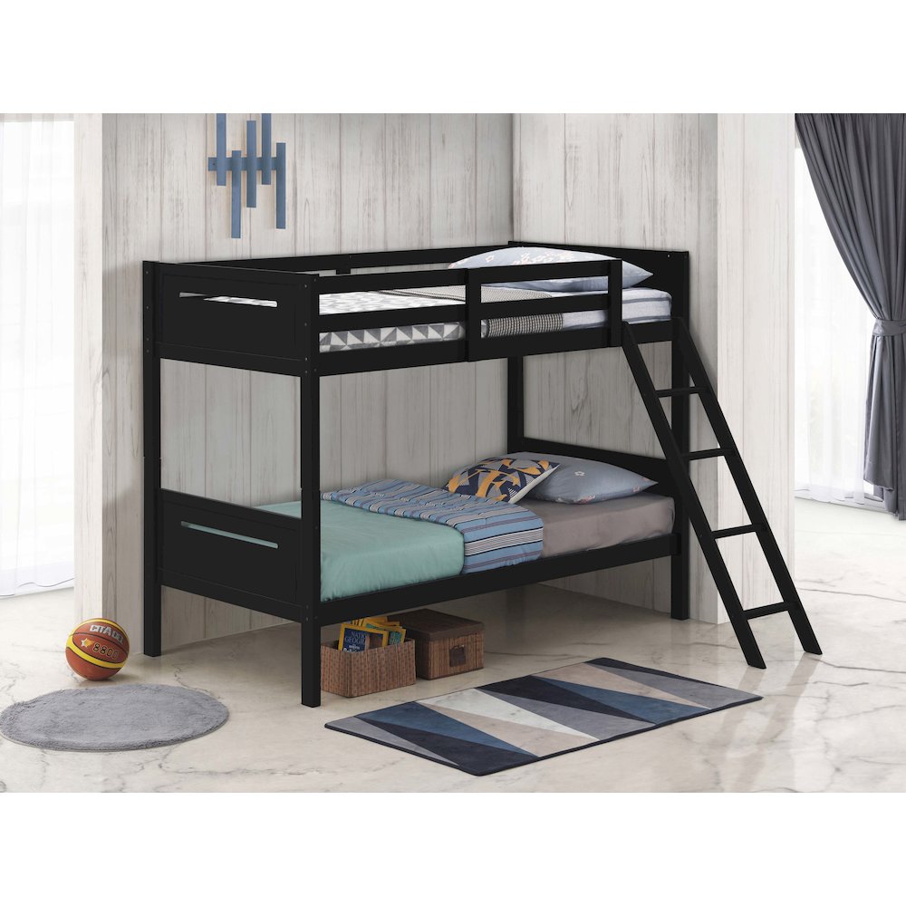 Littleton Wood Twin Over Twin Bunk Bed Black