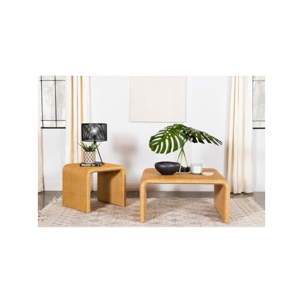 Juanita 2-piece Rattan Coffee and End Table Set Natural