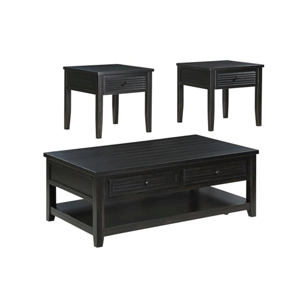 Concord 3-piece Coffee and End Table Set Distressed Java