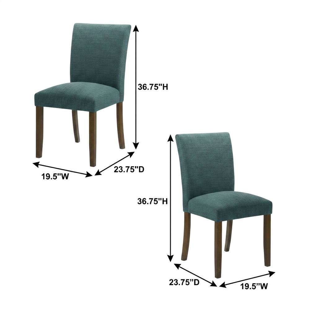 Polyester Upholstered Dining Side Chair, Teal Blue, Set of 2