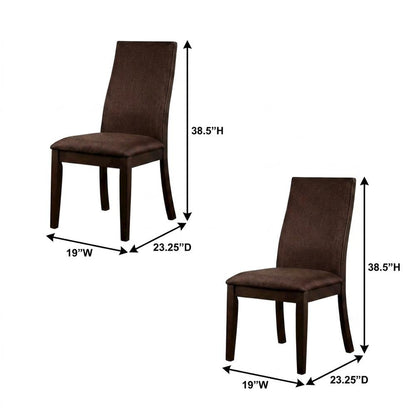 Polyester Upholstered Farmhouse Dining Chair with Espresso Legs, Set of 2