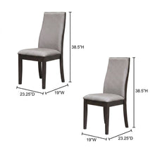 Polyester Upholstered Farmhouse Dining Chair, Espresso Legs, Taupe, Set of 2