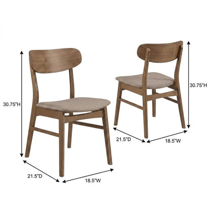 Mid-Century Modern Upholstered Wood Dining Side Chair, Walnut, Set of 2