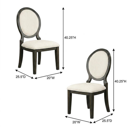 Oval Back Upholstered Wood Transitional Dining Side Chair, Set of 2
