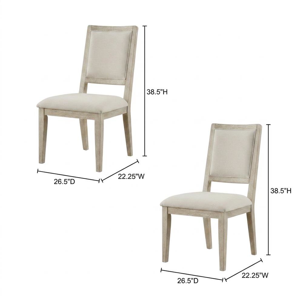 Wood Farmhouse Upholstered Dining Side Chairs with Cushioned Seat, Set of 2