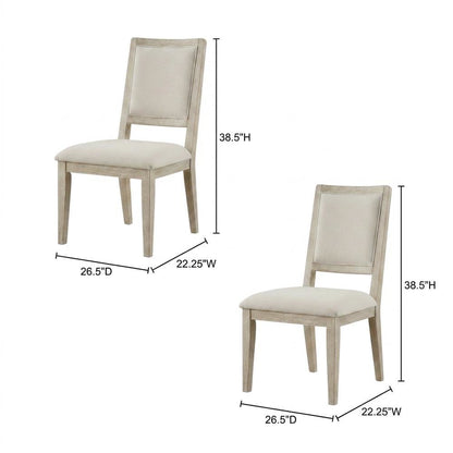 Wood Farmhouse Upholstered Dining Side Chairs with Cushioned Seat, Set of 2