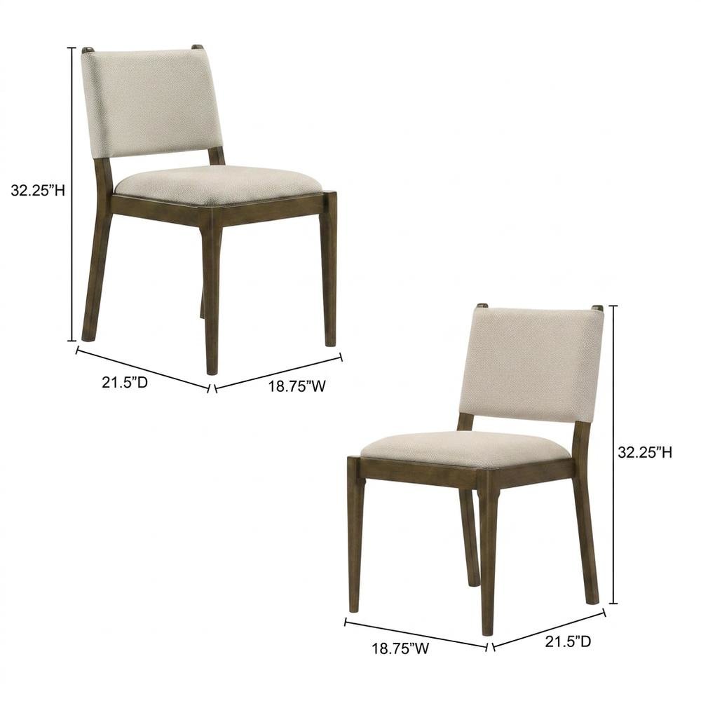 Fabric-Upholstered Dining Side Chairs, Brown, Set of 2