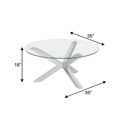 3-Piece Chrome Round Coffee and End Table Set with Plastic Glides
