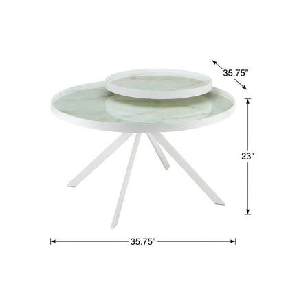 White 3-Piece Round Living Room Table Set with Contemporary Design and Leveler