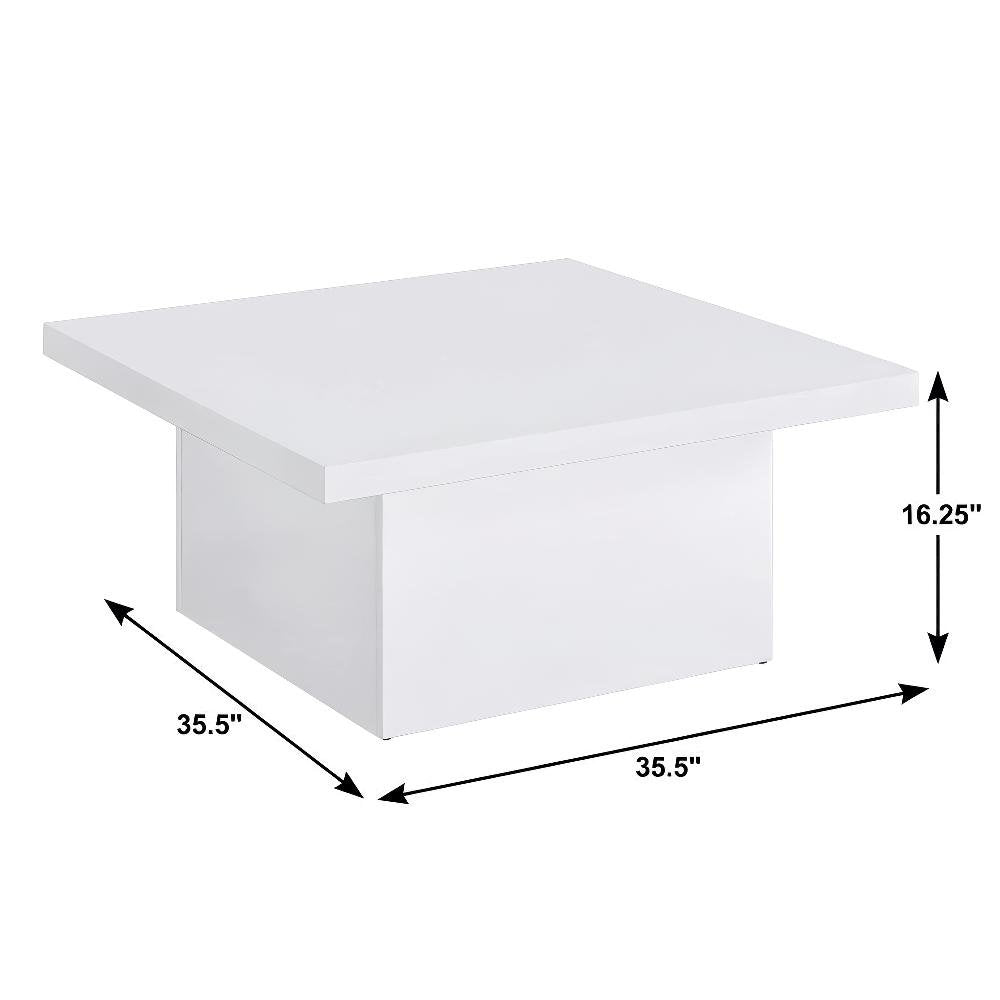 White High Gloss Square Coffee Table Engineered Wood with Plastic Glide