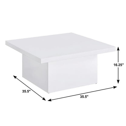 White High Gloss Square Coffee Table Engineered Wood with Plastic Glide