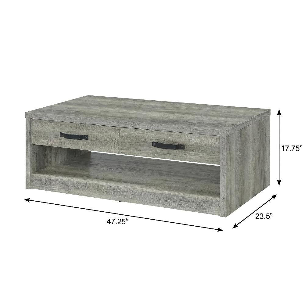 Gray Driftwood 2-Piece Coffee and End Table Set with Rectangular Shape