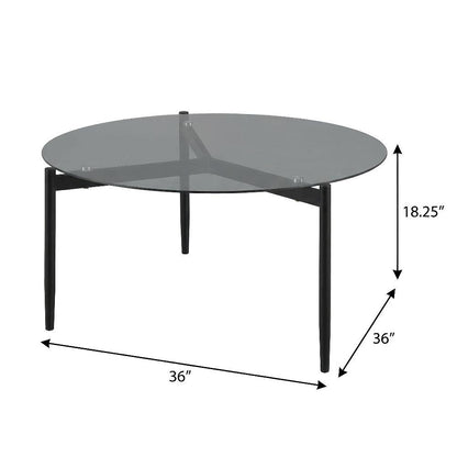 Gray 2-Piece Round Coffee and End Table Set, Plastic Glide, Contemporary Design