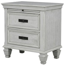 Distressed White Nightstand with 2 Drawers and Farmhouse Style