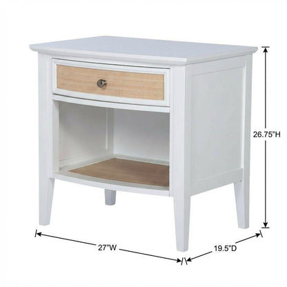 White 1-Drawer Nightstand with Coastal Style and Tipover Restraint Device