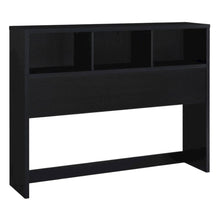 Black Queen Bookcase Headboard, Contemporary Design, Durable Plastic Glide