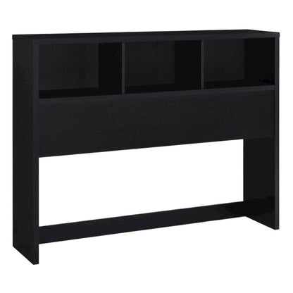 Black Queen Bookcase Headboard, Contemporary Design, Durable Plastic Glide