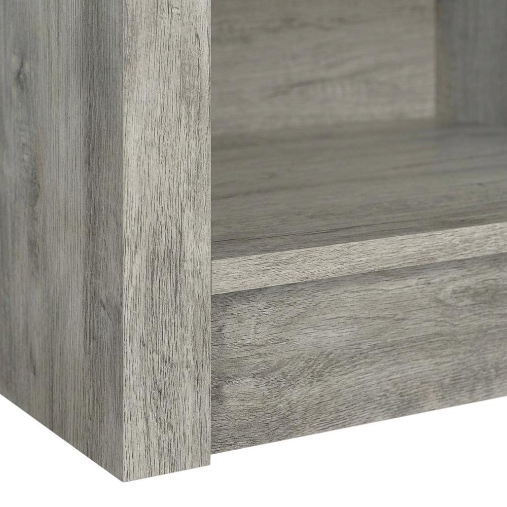 Engineered wood TV stand, two drawers in grey driftwood finish, transitional