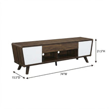 Dark Walnut 2-Door TV Stand, Engineered Wood Frame, Mid-Century Modern Style