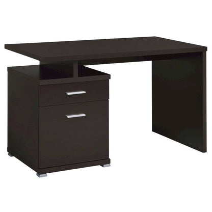 Contemporary Cappuccino Office Desk With 2 Drawers And Rectangular Top