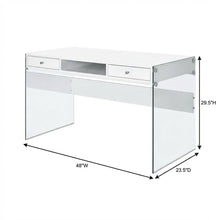 White High Gloss 48-Inch Office Desk With 2 Drawers, Contemporary Style