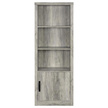 Grey Engineered Wood Media Tower With 3 Shelves, Transitional