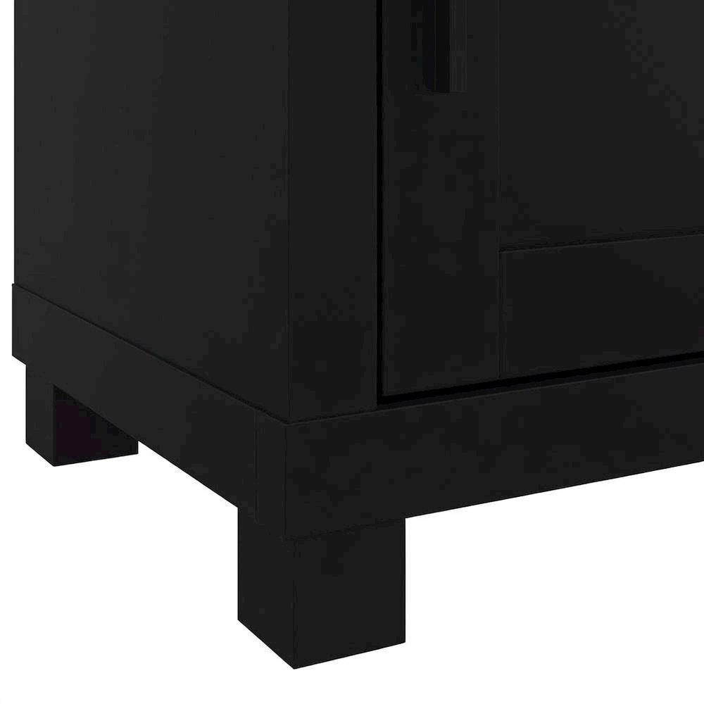 Black 3-Shelf Media Tower With Metal Legs For Storage And Organization