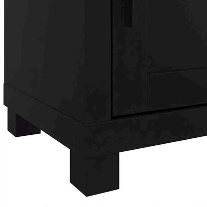 Black 3-Shelf Media Tower With Metal Legs For Storage And Organization