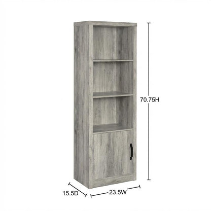 Grey Engineered Wood Media Tower With 3 Shelves, Transitional