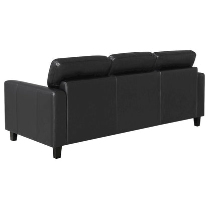Scotland Faux Leather Upholstered Track Arm Sofa Black