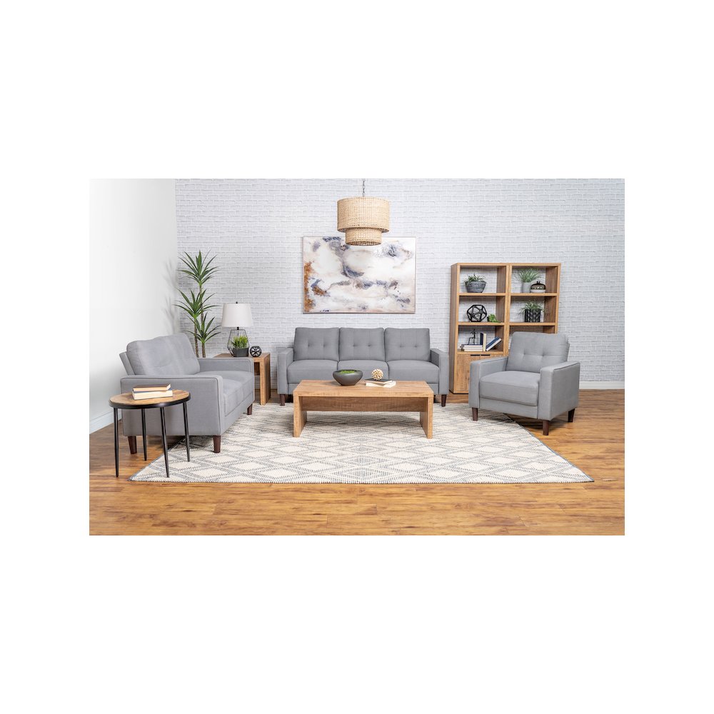 Bowen Upholstered Track Arm Tufted Loveseat Grey