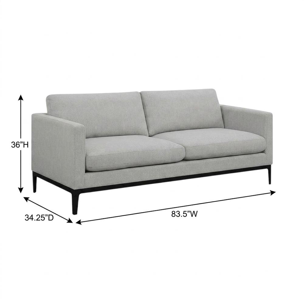 Polyester-Upholstered Track Arm Sofa with Metal Legs for Living Room, Light Grey