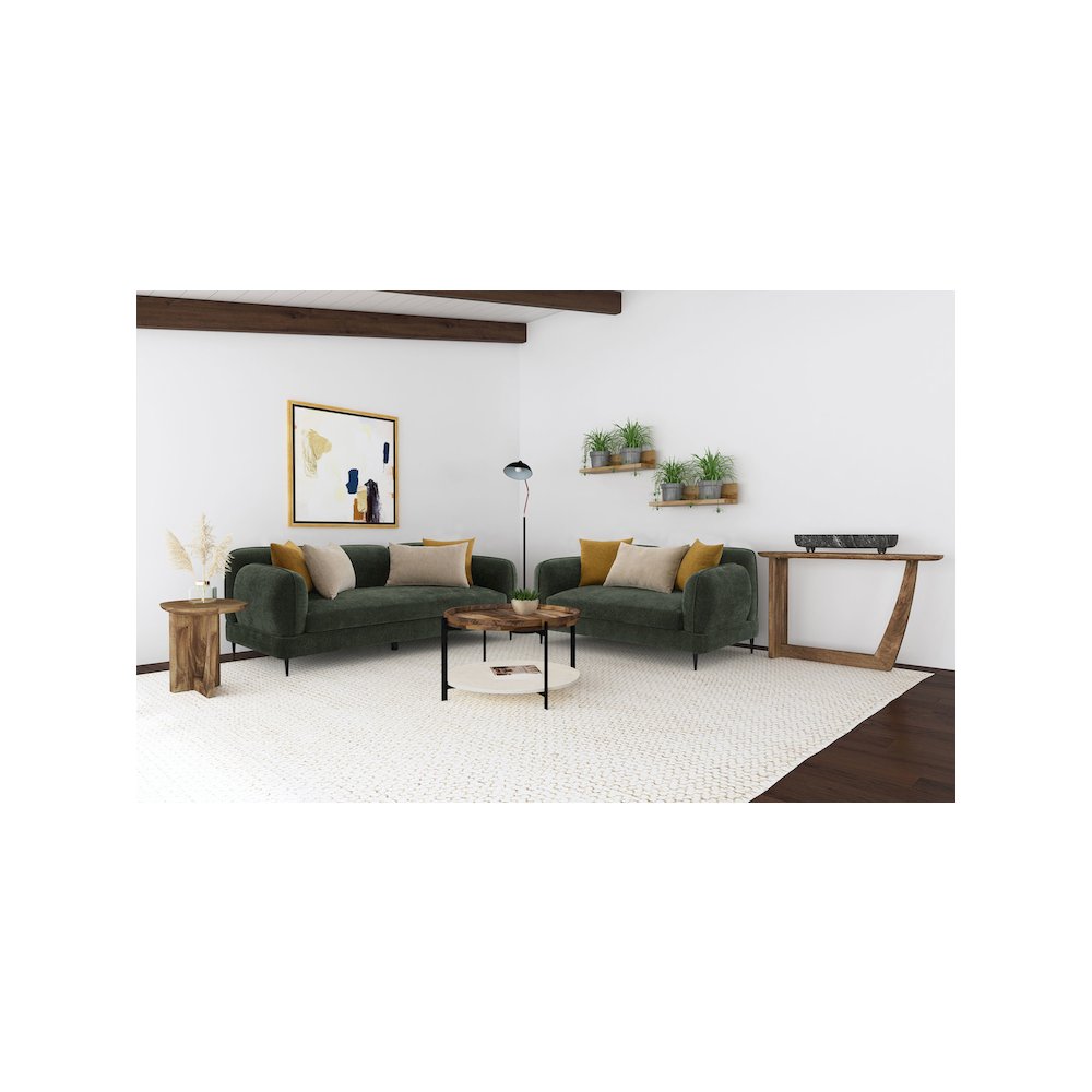 Jade Chenille Upholstered Modern Track Arm Loveseat Green