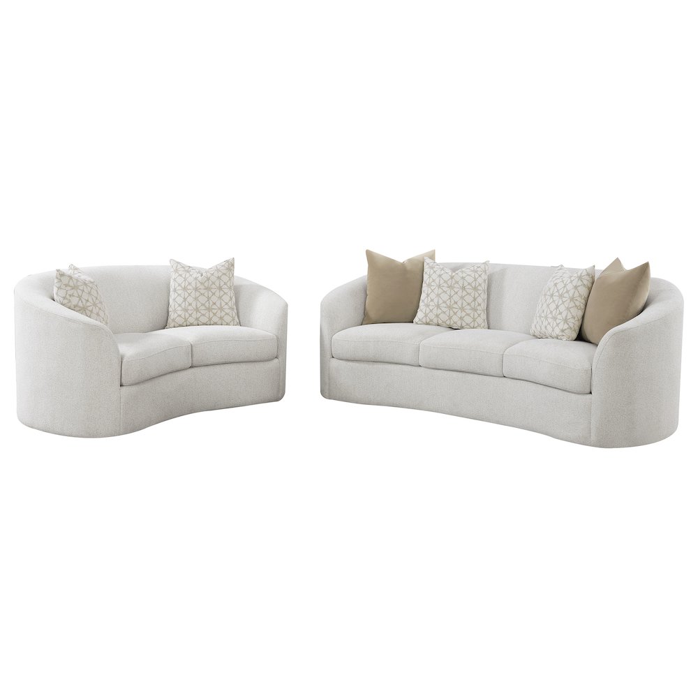 Rainn 2-piece Boucle Upholstered Sloped Arm Sofa Set Latte