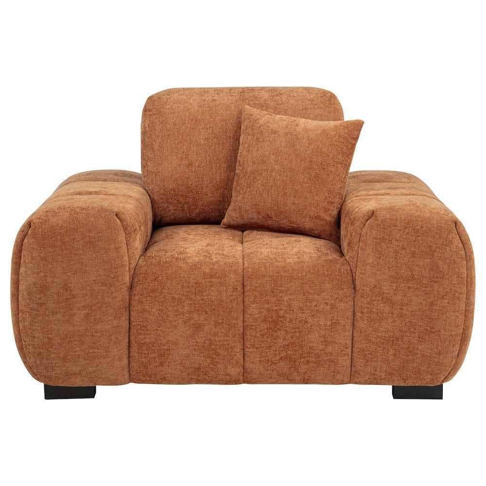 Octavia Fabric Upholstered Track Arm Accent Chair Orange